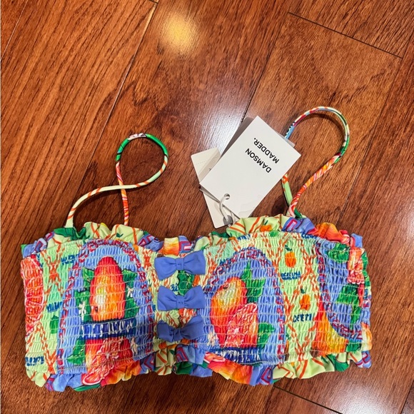 Colorful Ruffled Bikini Top - Picture 2 of 8